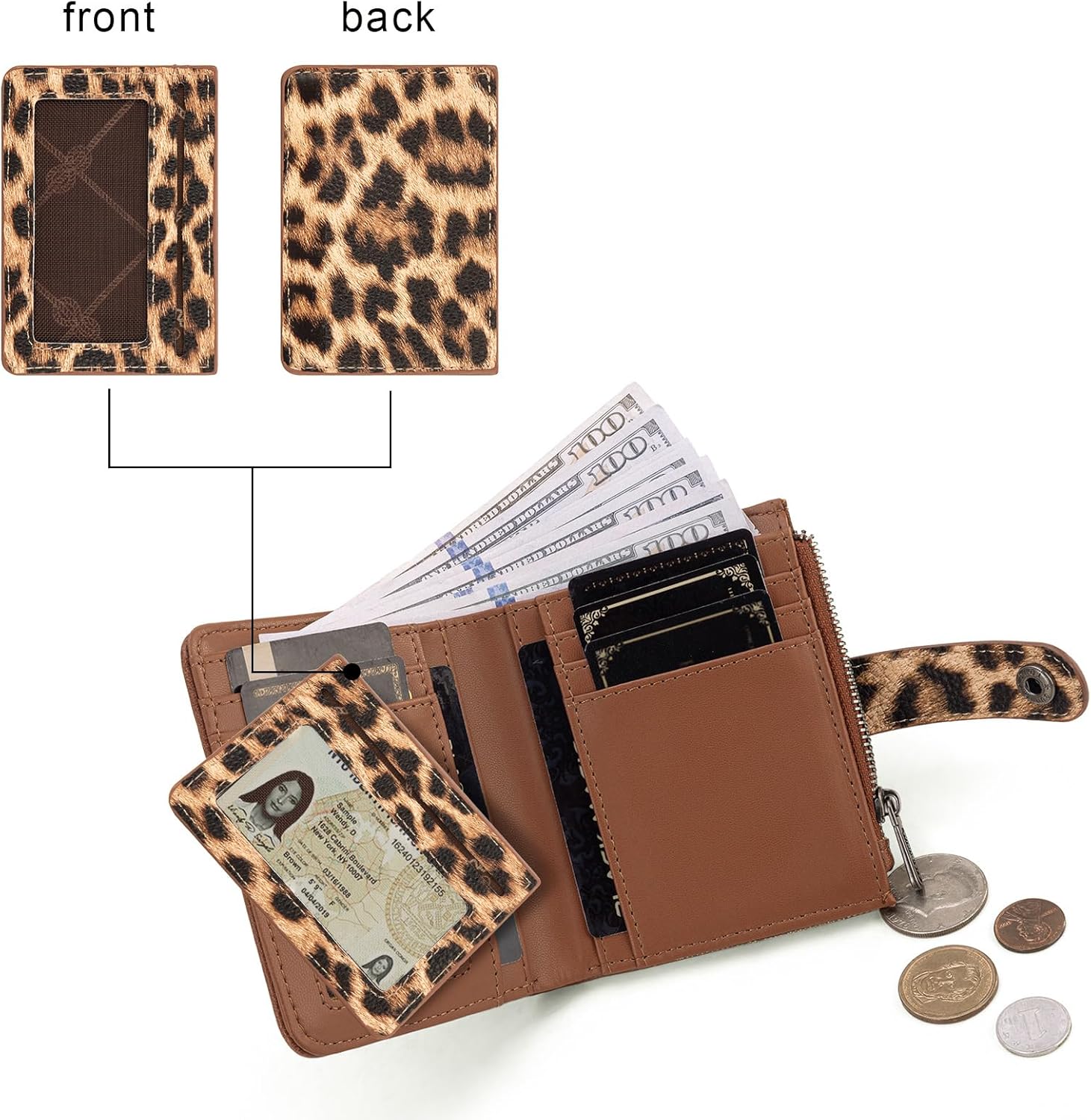 Montana West X Wrangler Small Womens Wallet Leopard Print Women's Wallets, Card Cases & Money Organizers Small Bifold Card Wallet with Removable ID Window - Image 3