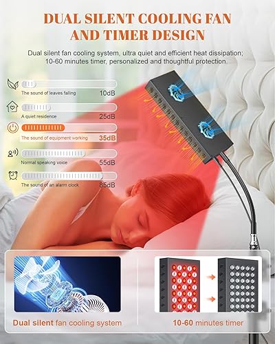 Miniatura 5 de Terapia de luces rojas para cara del cuerpo, panel de terapia de luz LED de 75 con soporte, luz roja de 35 W 660 nm y dispositivo de luz infrarroja