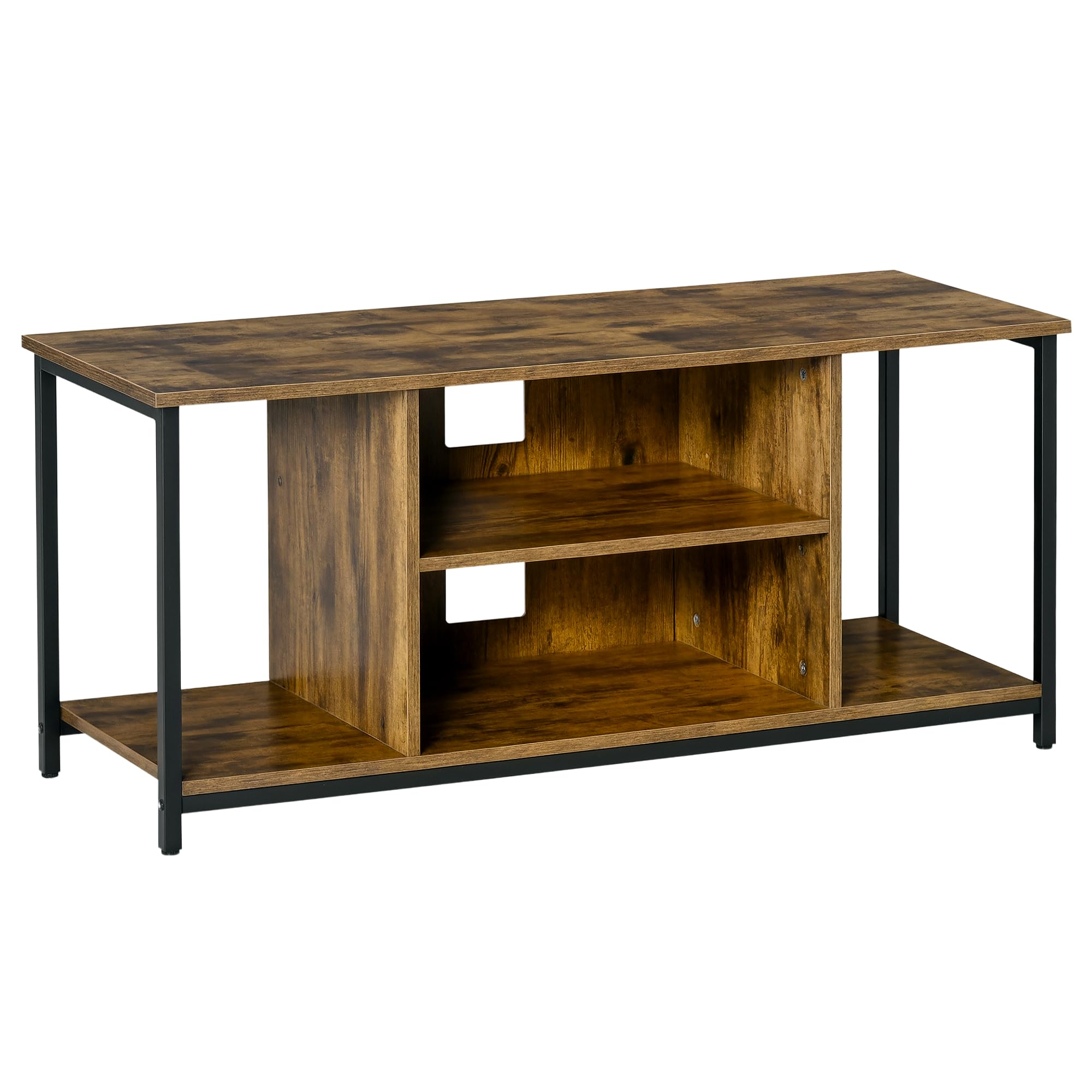 scaffale televisi moderno in legno e acciaio rustico brown