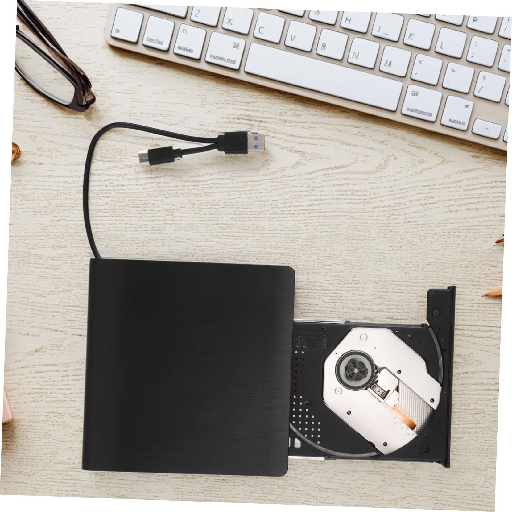 POPETPOP Masterizzatore Dvd Esterno USB Type-c per Desktop e Tablet Nero | Lettura CD e Dvd, Trasferimento Dati Veloce, Plug And Play, Struttura in Plastica e Metallo