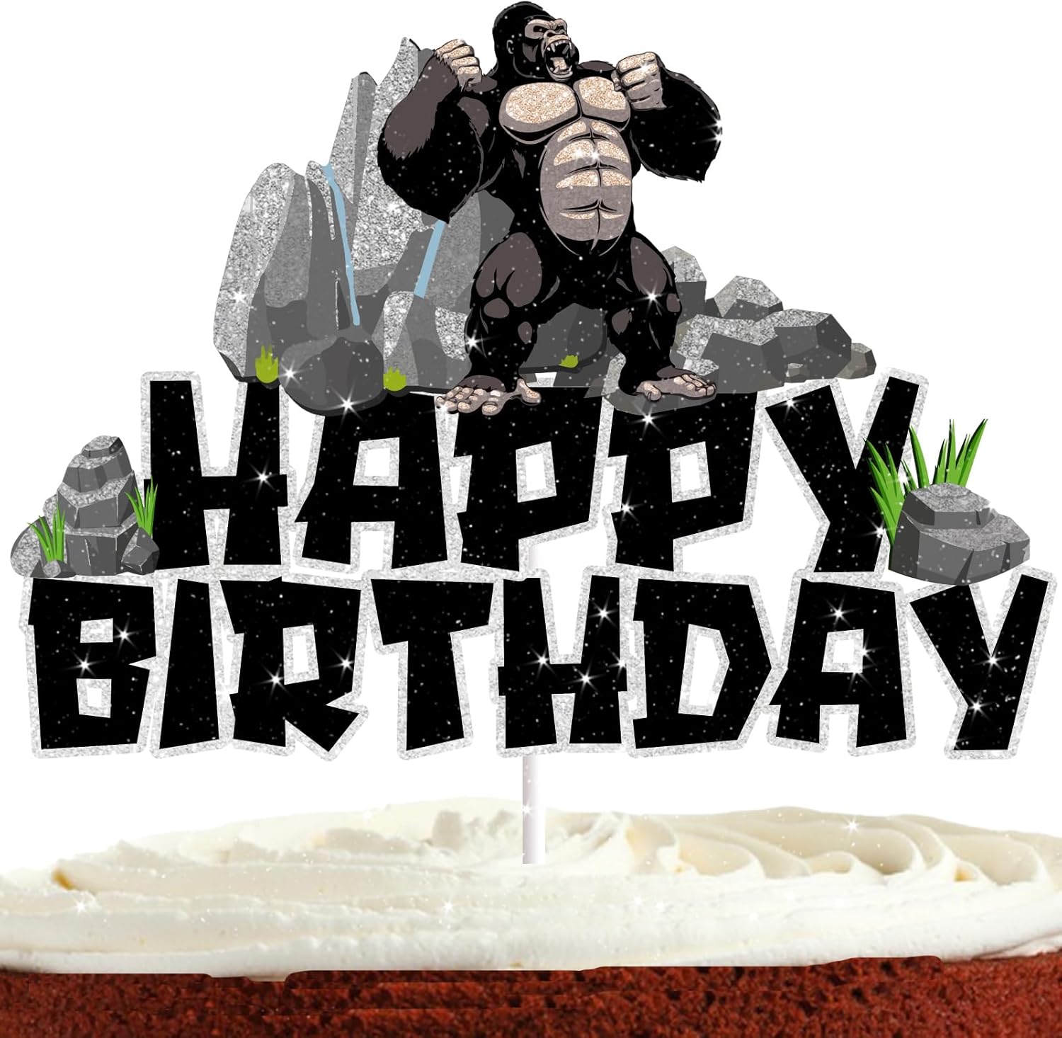Gorilla Cake Topper for Boys Girls Adults Happy Birthday