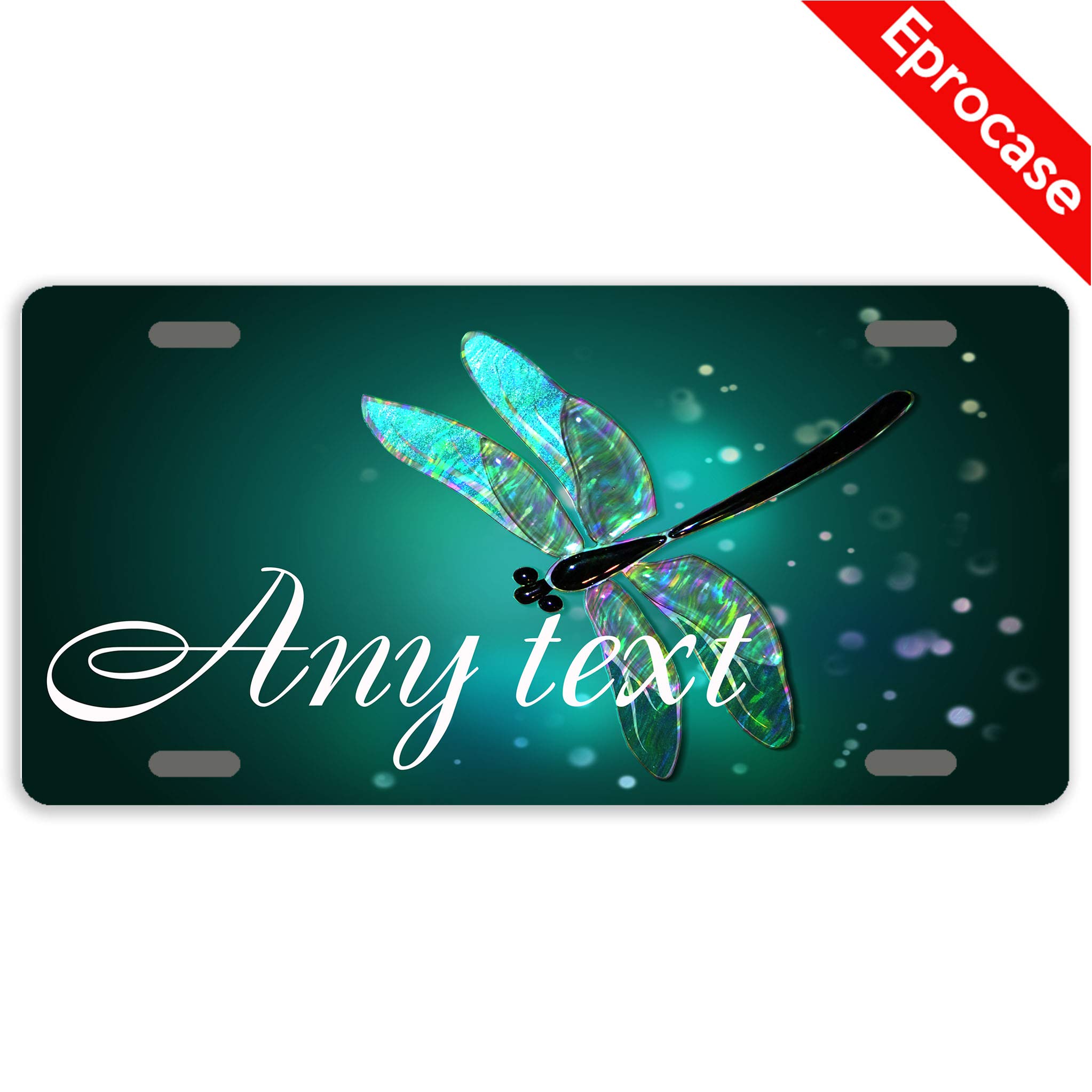 Custom Personalized License Plate License Plate Cover Novelty Tag Aluminum Metal Decorative Auto Car Tag Sign Front License Plate 4 Holes (12" X 6") (Dragonfly)