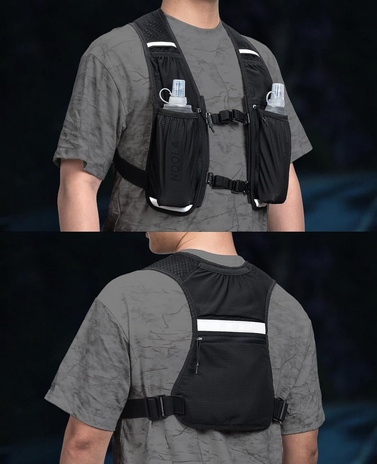 NOOLA Running Vest with Dual 500ml Soft Flask, Lightweight Hydration Vest for Women Men, Water Backpack with Adjustable Strap - Image 6