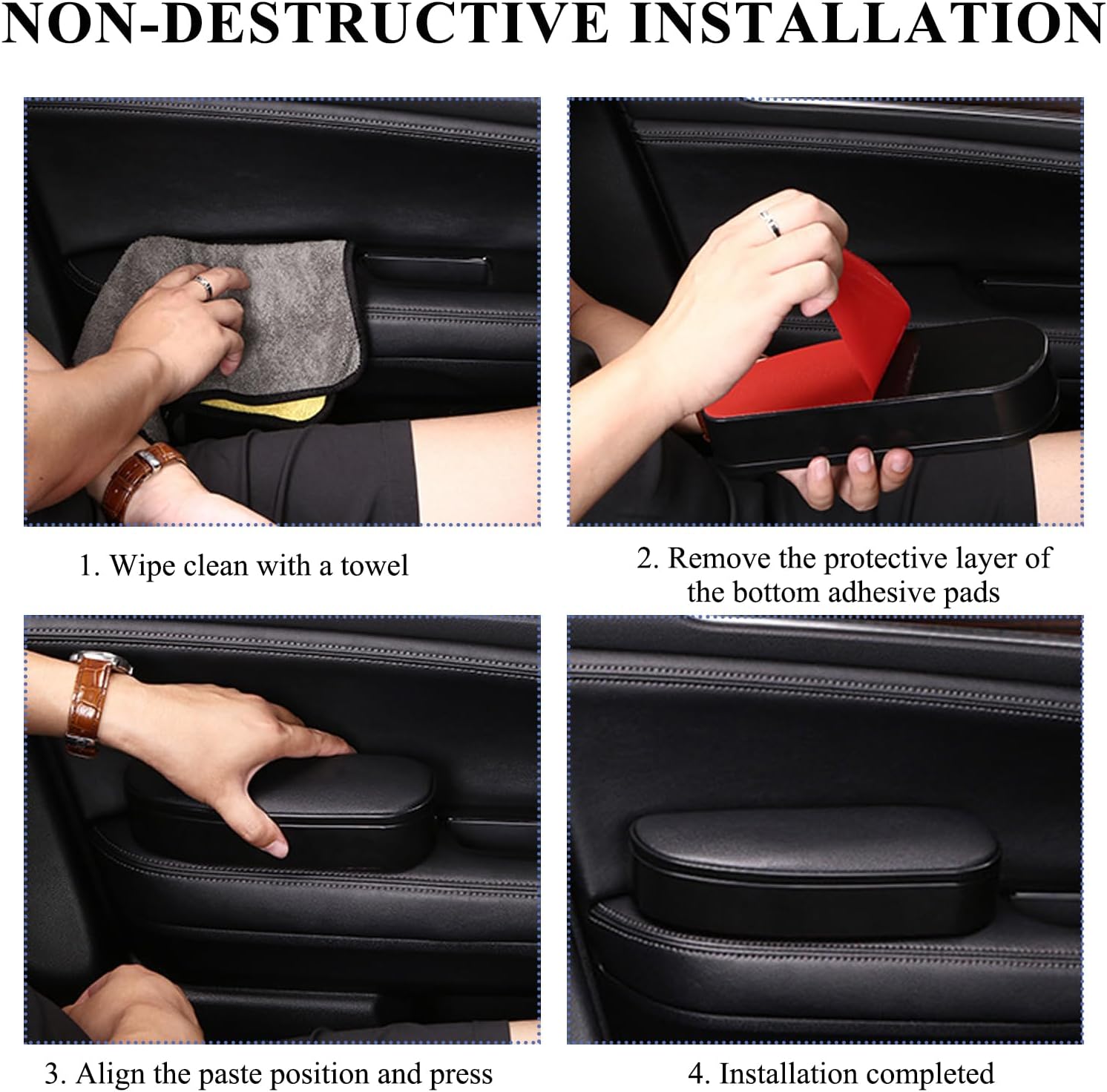 Car Armrest Support Cover, Adjustable Auto Side Door Armrest Pillow Relieve Driver Arm Fatigue, Automotive Knee Elbow Pad with Storage Box, Interior Car Accessories (Black, Style 2)