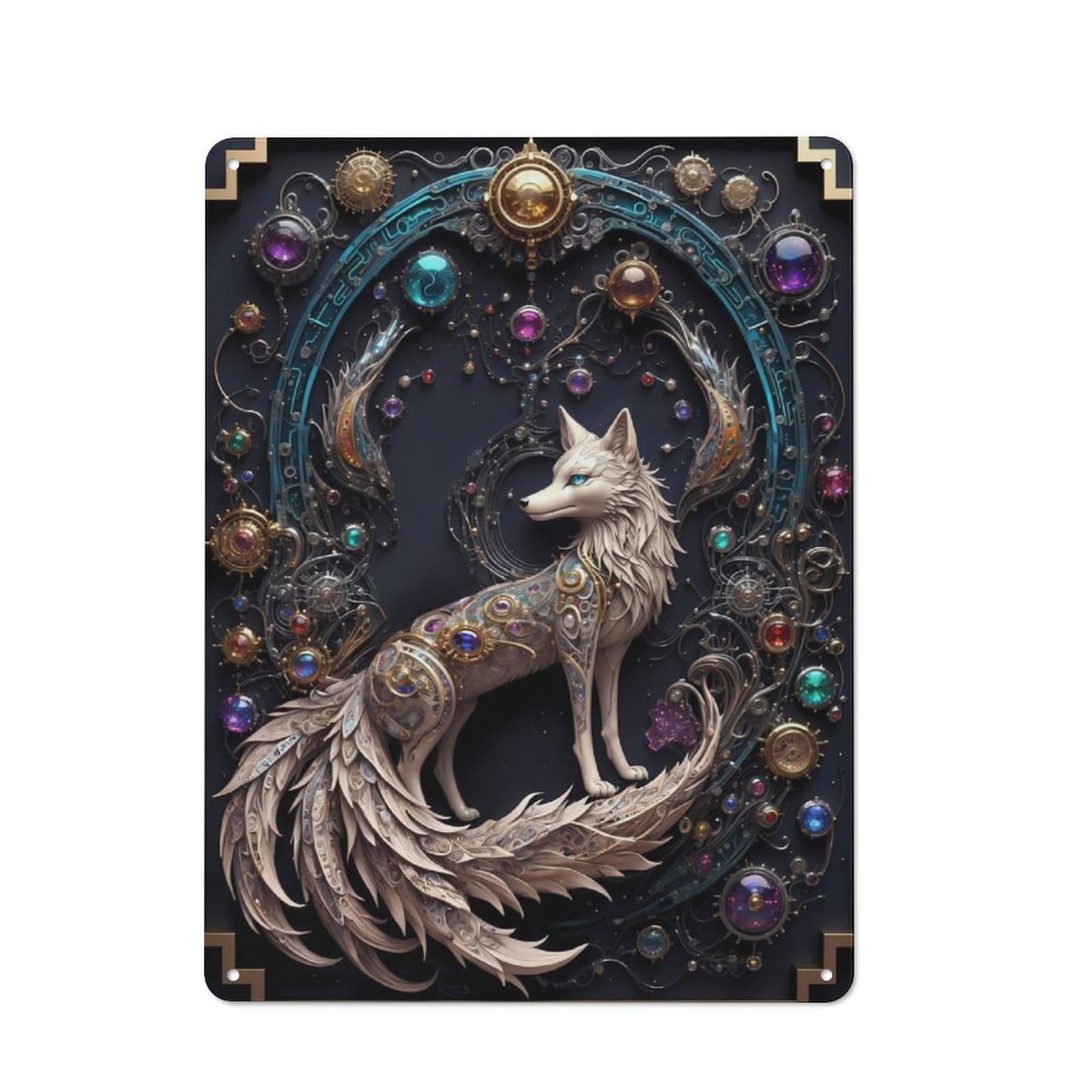 Junmoney Majestic Steampunk Fox Retro Metal Plaque 40X30cm For Bar Or Restaurant, Suited To Restaurant Interior Fans