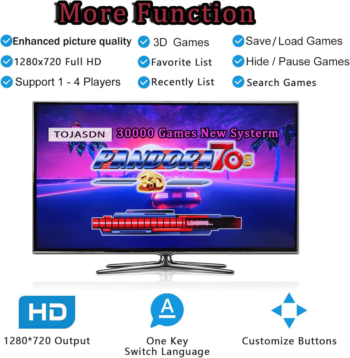 Console de jeu d'arcade portable 30 000 en 1 écran HD 17,5 pouces double joueurs Pandoras Box 80S, machine de jeu vidéo rétro recherche/cache/enregistrement/chargement/pause de jeux