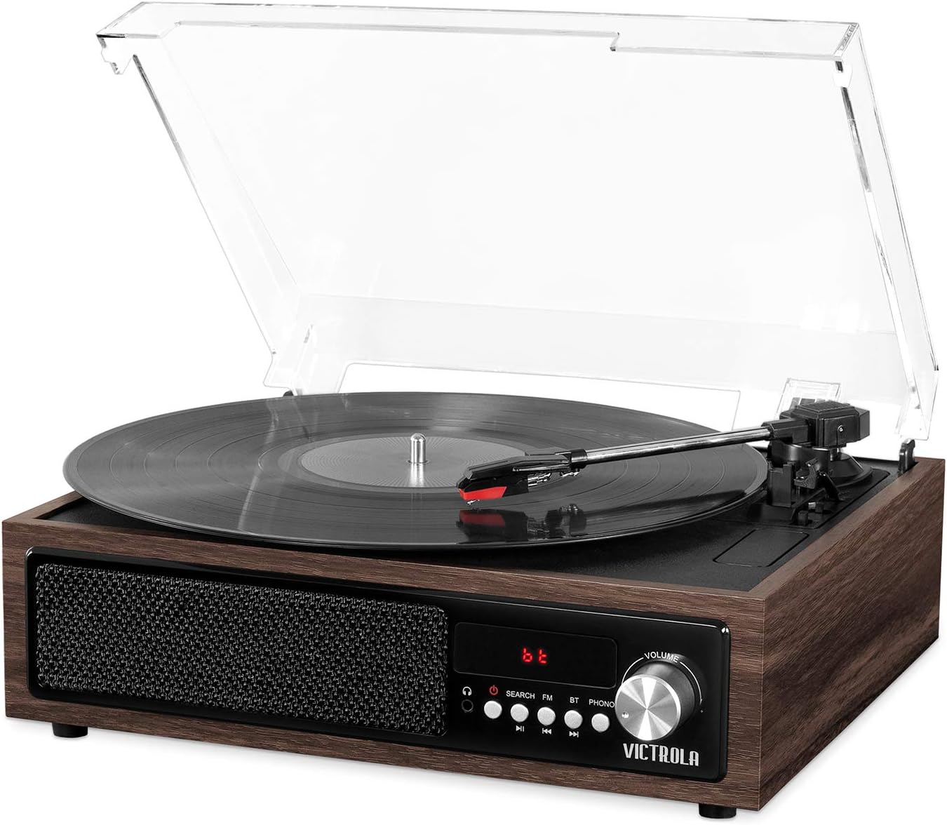 Victrola 3-in-1 Bluetooth Record Player with Built in Speakers and 3-Speed Turntable, Espresso