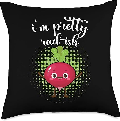 Miniatura 1 de Zone - 365 I'm Pretty Rad-Ish Funny Vegetarian I'm Pretty Rad-Ish - Divertida almohada vegetariana de rábano vegano, 18 x 18 pulgadas, multicolor