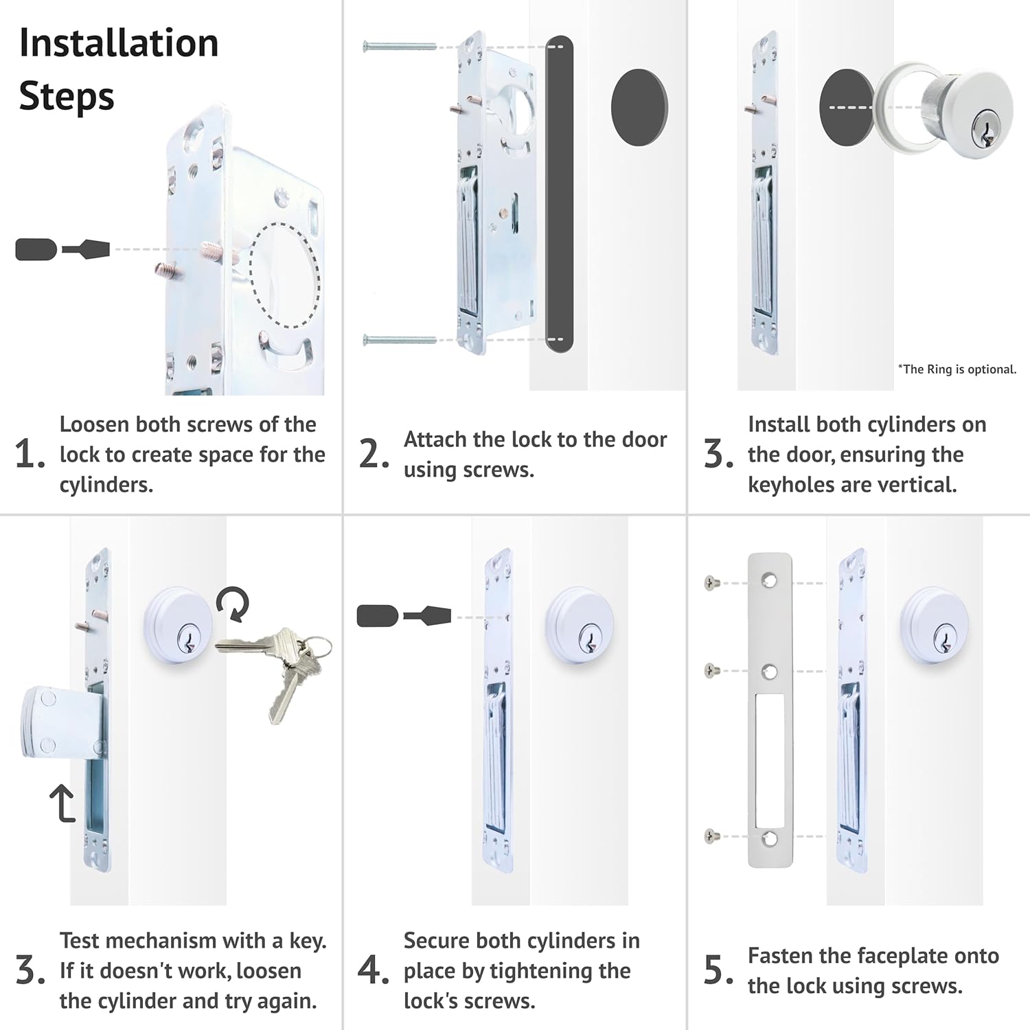 elox Storefront Swinging Narrow Stile Aluminum Door Mortise Deadbolt Lock, Swinging Deadbolt, Double Keyed Zinc Cylinder & 4 Keys, 1-1/8" Backset, in Aluminum Finish