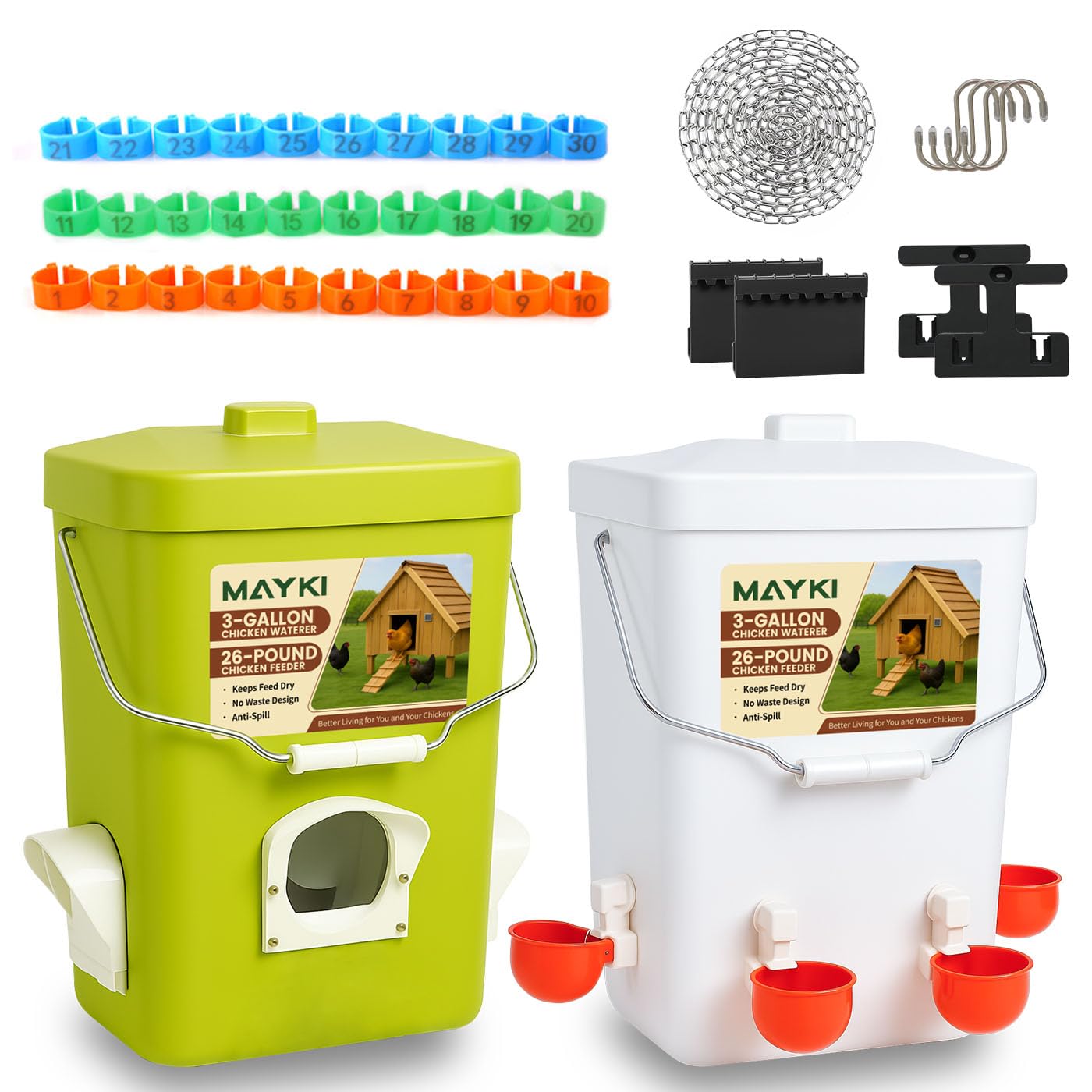 MAYKI Chicken Feeder and Waterer Set