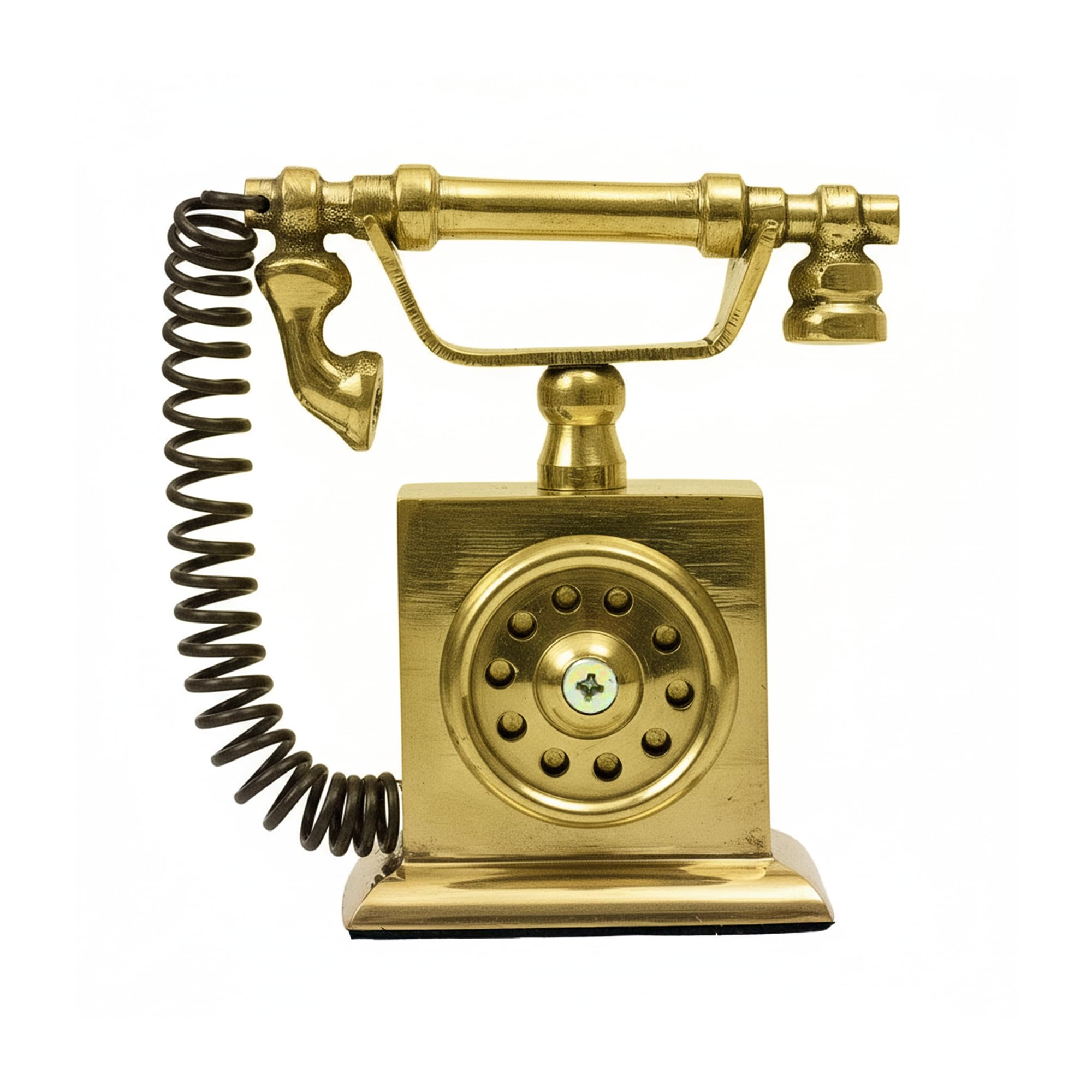 Abica Miniature Vintage Brass Telephone | Antique Home Decor Showpiece | Retro Desk Ornament | Collectible Mini Brass Model Gift for Office & Living Room