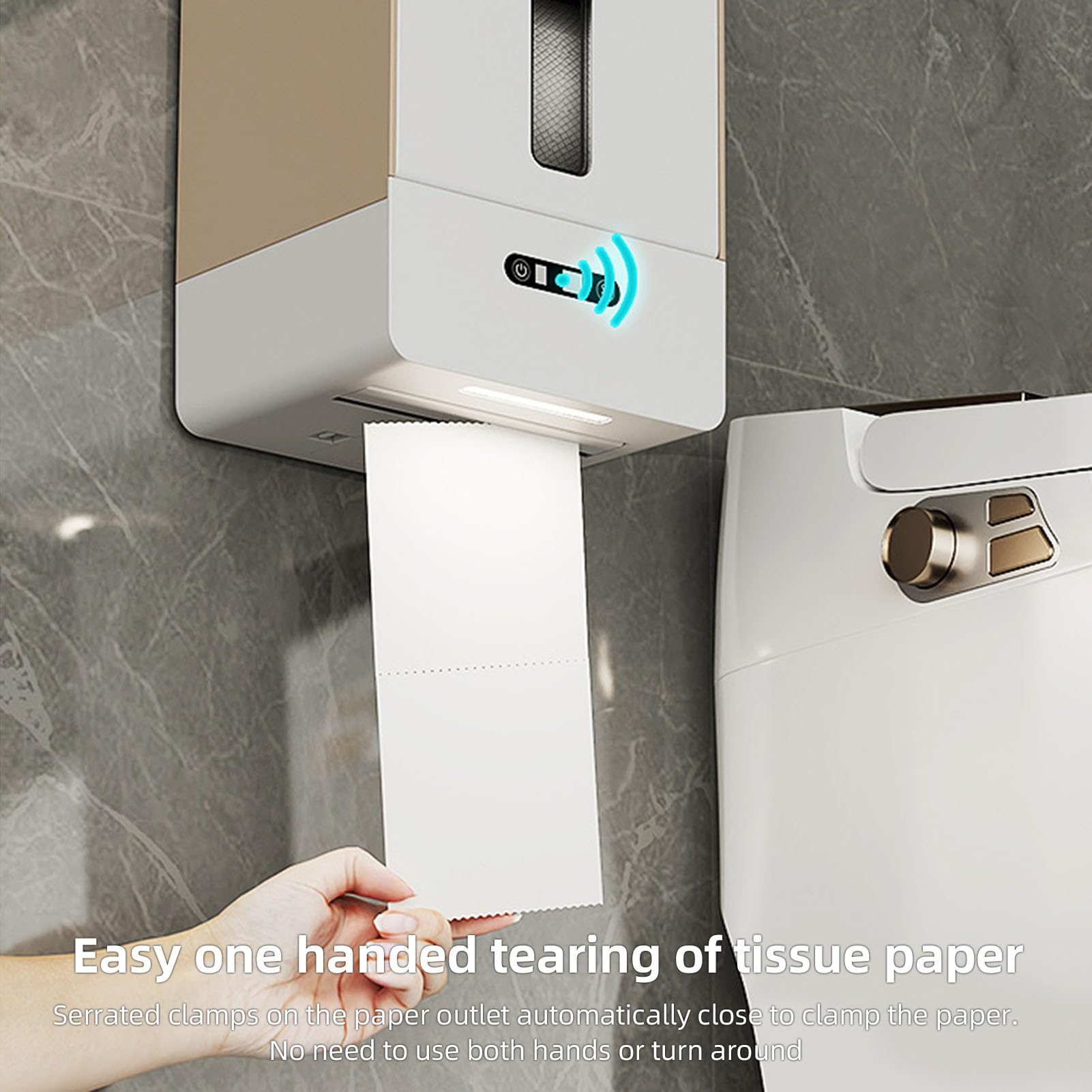 Dispensador automático de toallas de papel sin contacto, soporte inteligente de pared, dispensador eléctrico de toallas de papel con luz nocturna para cocina, baño, hotel (color café)