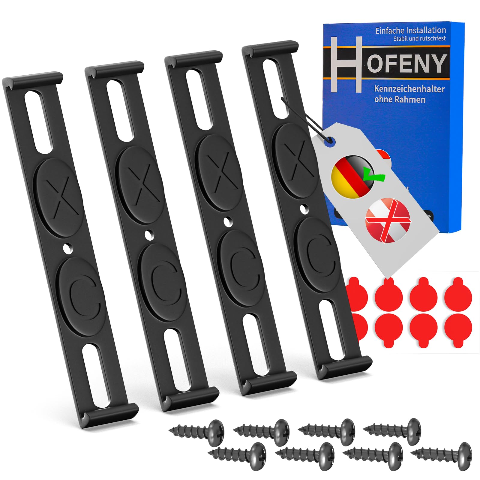 Hofeny Kennzeichenhalter Unsichtbarer Rahmenlos Nummernschildhalter für jedes Auto, Kennzeichenhalterung Set für 2 Kennzeichen, Kennzeichentafeln 110mm Kennzeichenrahmen, 3D /Österreich UNGEEIGNET