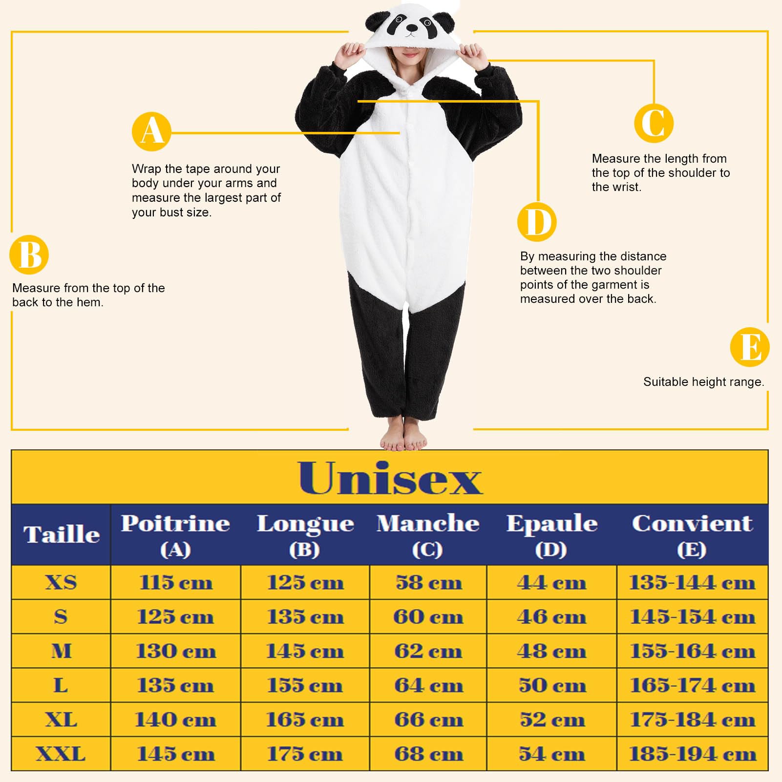 LATH.PIN Pyjama panda, unisexe, pour adulte, pour cosplay, Halloween, carnaval, costume d'animaux, pour l'hiver