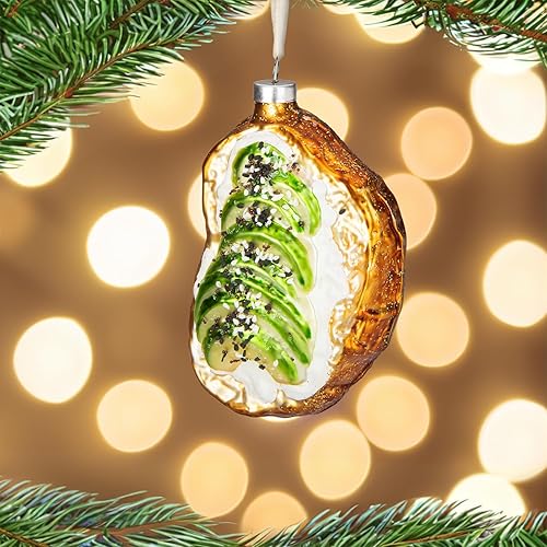 Miniatura 4 de Every Day is Christmas Adornos de vidrio soplado, bonitas figuras hechas a mano, decoración de árbol, tostadas de aguacate, juego de 2