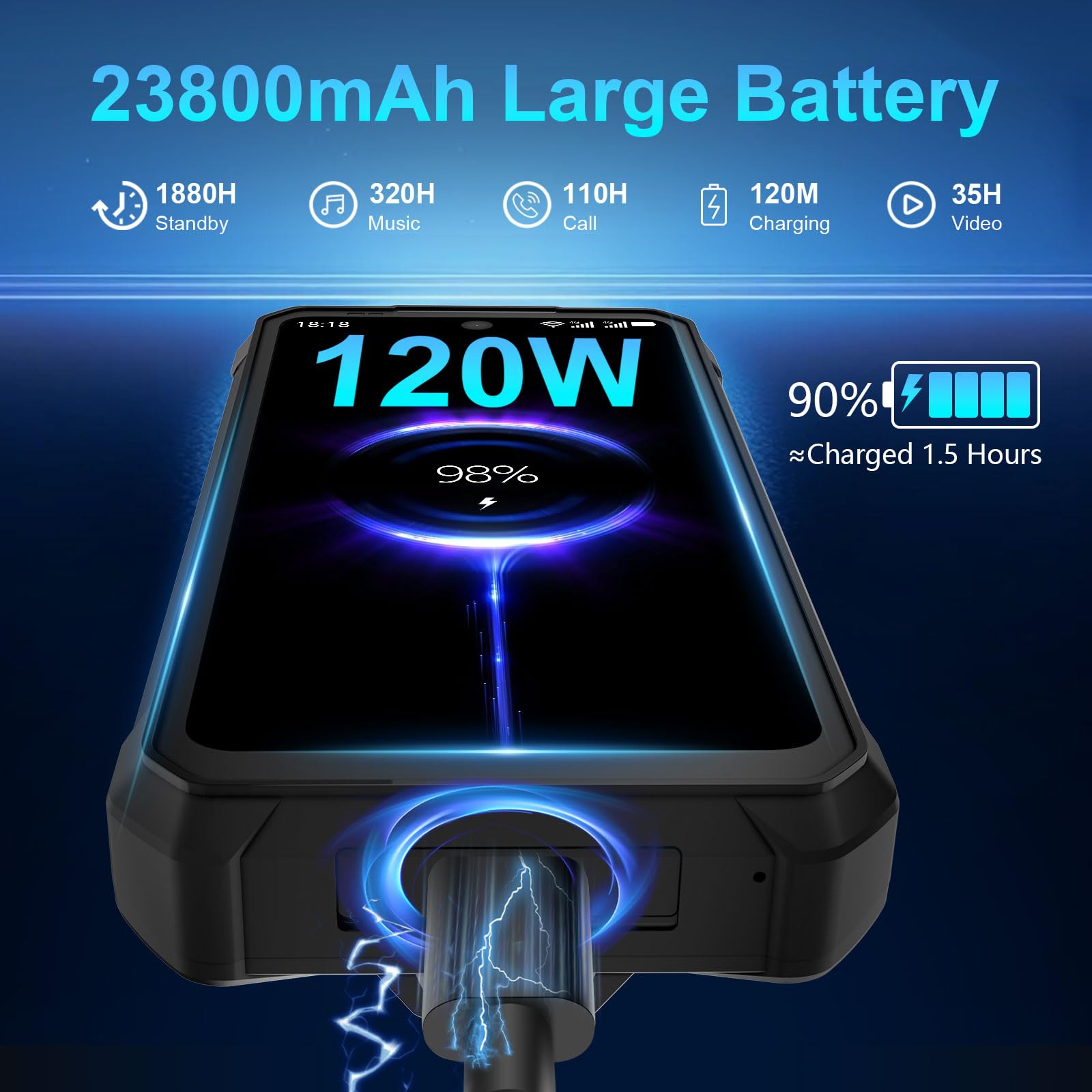 8849 Tank 3 Pro 5G Outdoor-Smartphone AI | IP68 | Integrierter Projektor | 6,79" FHD+ Display | 23800 mAh | 120W | 32 GB + 512 GB | Campinglampe | OTG | NFC | 50 MP + 200 MP | Robustes Handy