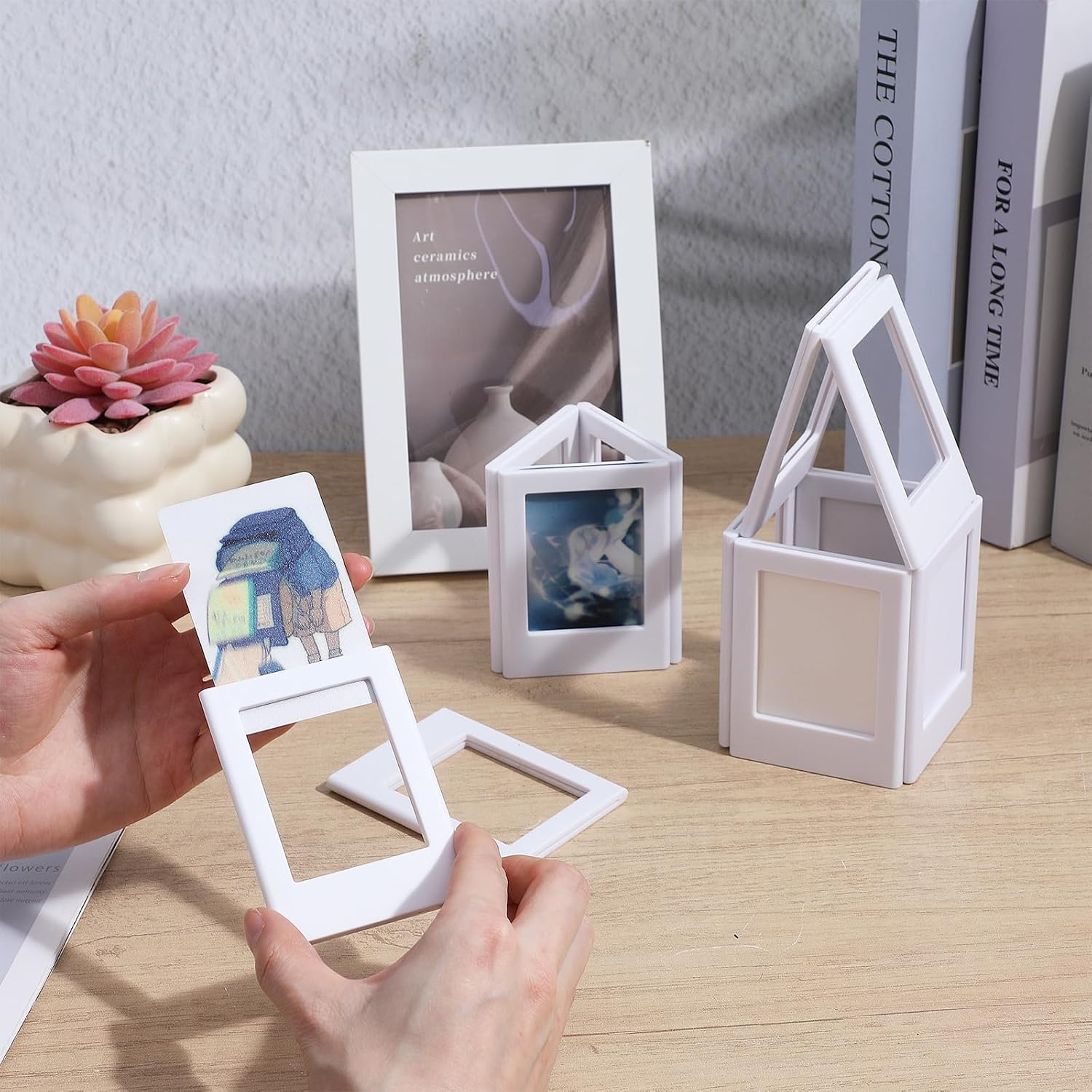 40 Pack 2x3 Magnetic Picture Frames, Mini Film Magnetic Frames, White Fridge Photo Frame Magnets Set, Wallet Size Photo Holders for Refrigerator & Office Decor