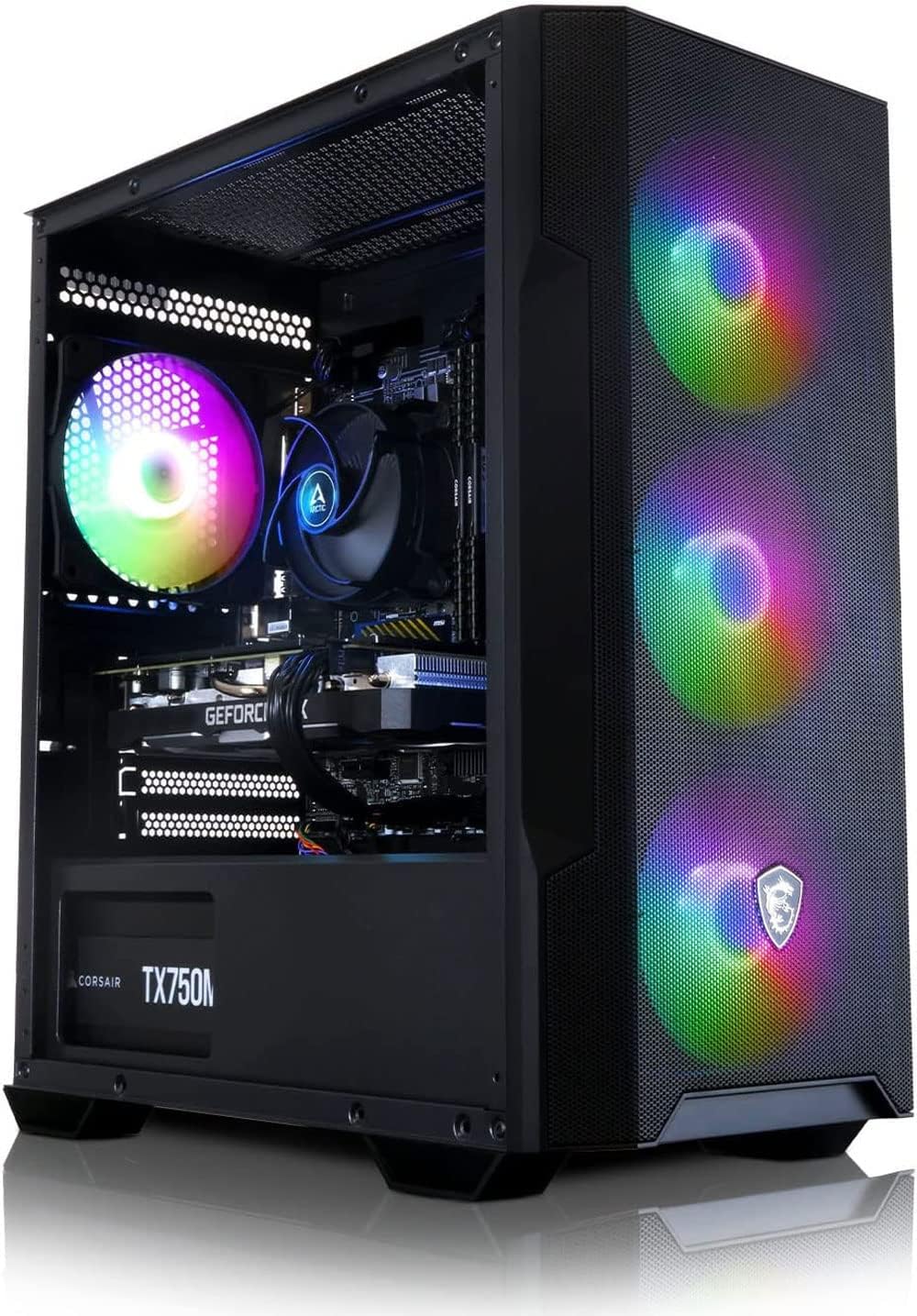 ADMI Gaming PC • AMD Ryzen 7 5700X • Nvidia RTX 4070 12GB GDDR6 • 32GB 3200MHz DDR4 RAM • 1TB NVME SSD • 700W PSU • MSI M100R Black Mesh RGB Gaming PC Case • Windows 11