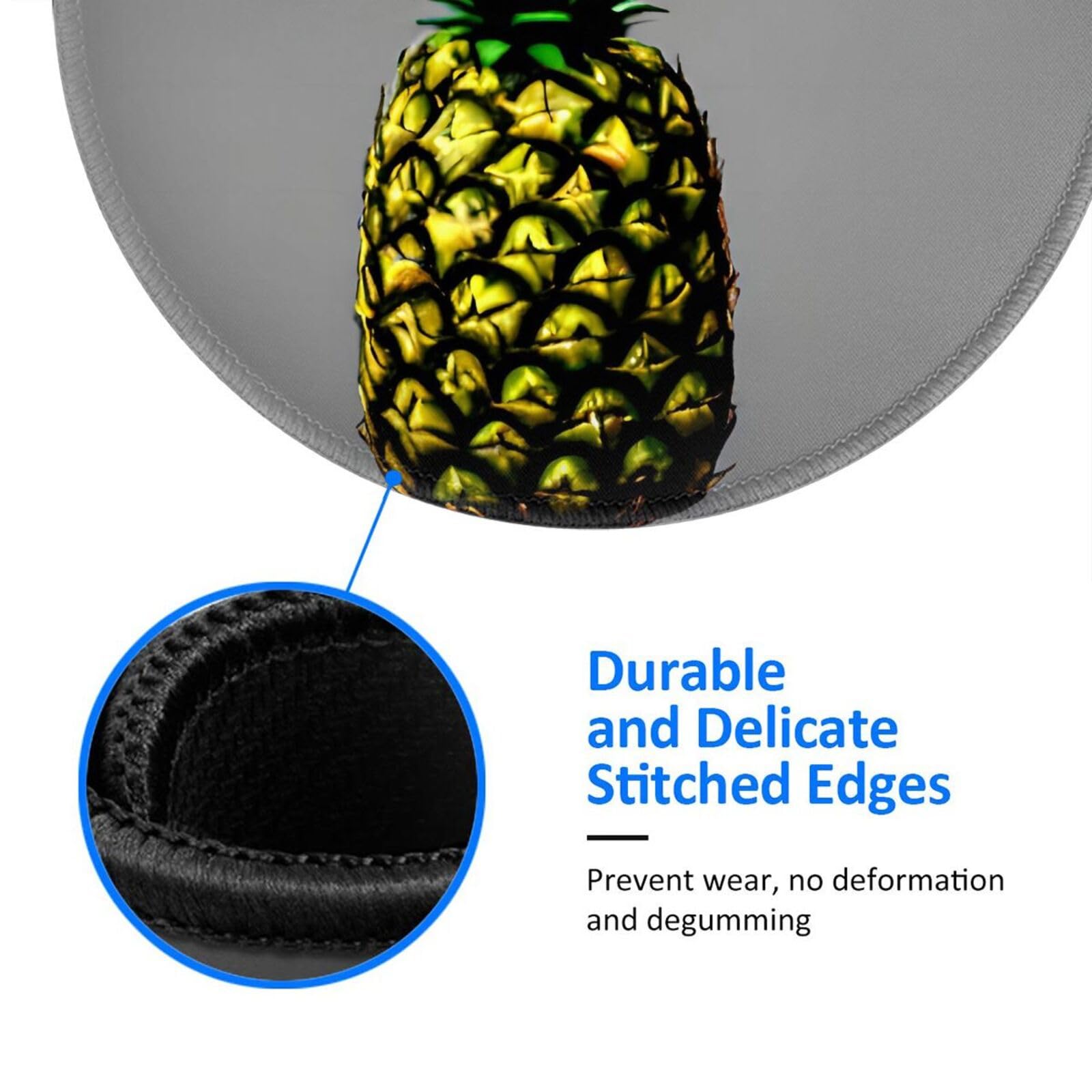 Tappetino per mouse rotondo con ananas tropicale, base in gomma
