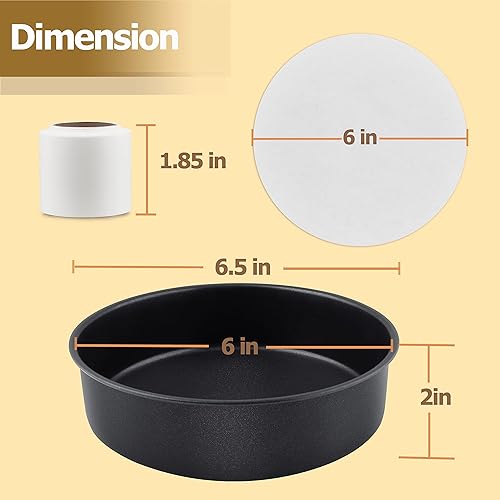 Miniatura 4 de LIANYU Juego de 3 moldes redondos de 6 x 2 pulgadas, antiadherentes negros para tartas de cumpleaños, para hornear bodas, moldes de acero inoxidable