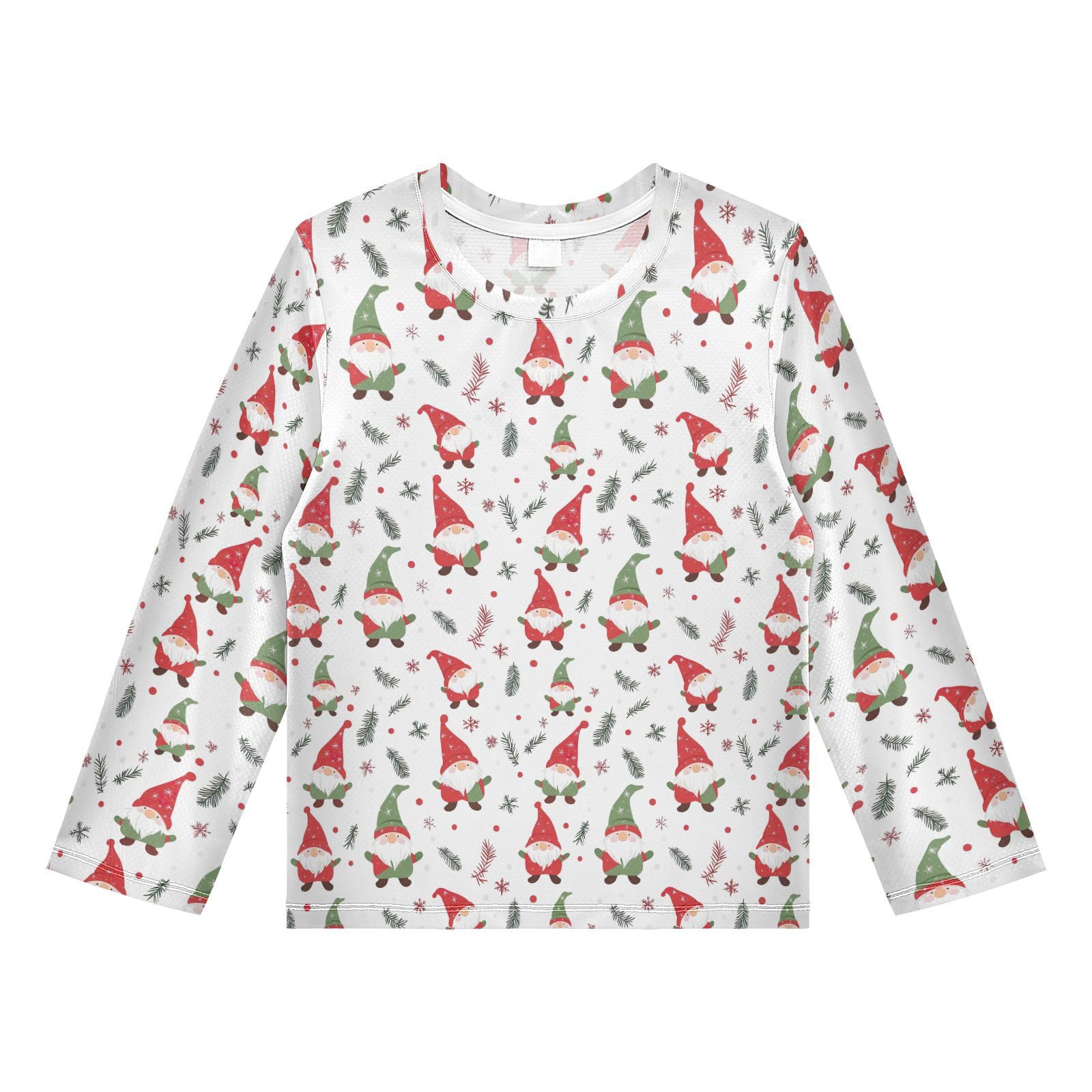 Christmas Gnome Pattern Boys Rash Guard Swim Shirts Long Sleeve UPF 50+ Quick Dry Sun Protection Shirt Swimwear Surf Tops for Toddler Kid Girl Fishing Swimming Outdoor 7-8T Multicolor