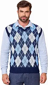 Colete Social Masculino Gola V Xadrez Pulôver Tricot