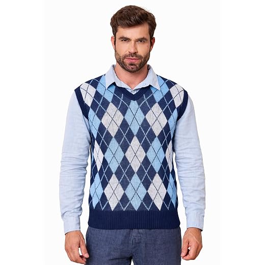 Colete Masculino Social Tricô Gola V – Suéter Pulôver Malha Premium Confortável e Elegante Colete Social Masculino Gola V Xadrez Pulôver Tricot