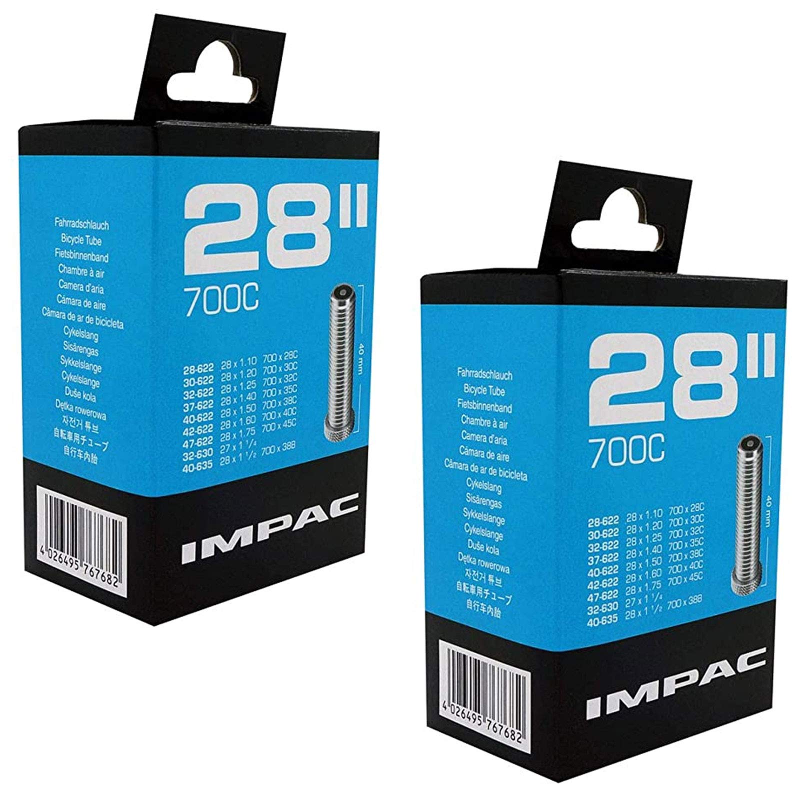 Impac 700 x 28-47c Bike Inner Tubes - Schrader Valve (Pair)