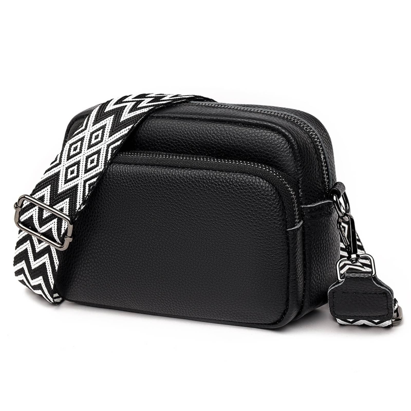Borsa A Tracolla Crossbody Quadrata Colore Solido con Cinturina Larga