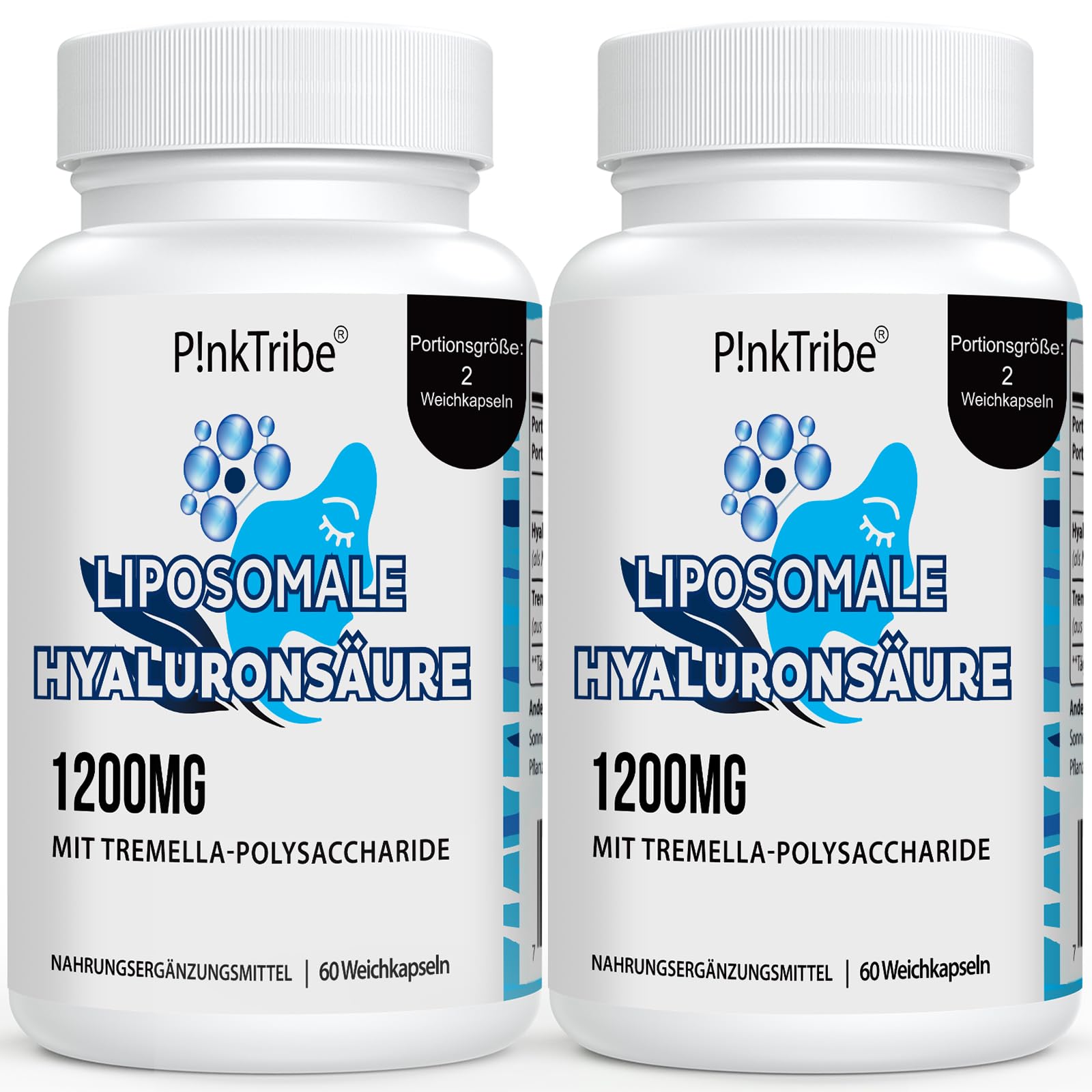 Liposomale Hyaluronsäure, Hyaluron Kapseln – Hochdosiert, 1200 mg pro Portion, Hochmolekular 500–700 kDa, 60 Weichkapseln
