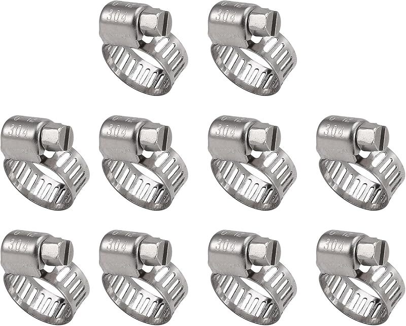 Abraçadeiras de Mangueira Ajustáveis Mamboinnoping em Aço Inoxidável 304 – Kit com 10 Unidades