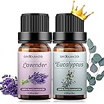 Sedbuwza Lavender Eucalyptus Essential Oil Set, Lavender Fragrance Oil Eucalyptus Scent Oil Set for Diffuser, Aromatherapy, Massage, Soap, Candle Making 2 x 10 ml