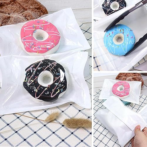 Miniatura 6 de 200 bolsas de panadería con ventana, 7.1 x 7.5 pulgadas, bolsas de papel de dona para llevar, bolsas de papel sándwich para productos horneados,