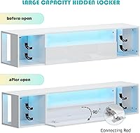 Vista 5 de DlandHome Floating TV Stand with LED Lights,Wall Mounted TV Shelf with Led Lights, 55.1" Modern Entertainment Center Media Console with Storage,White