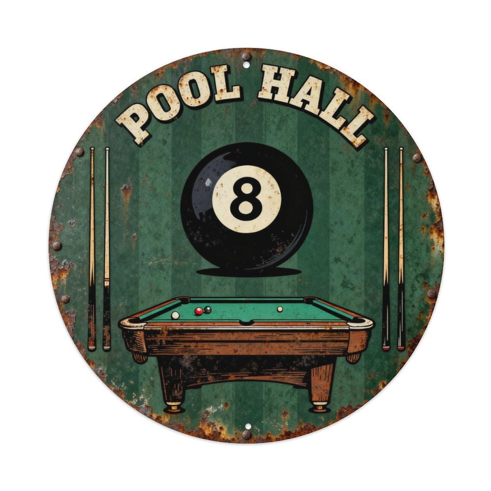 POOL HALL Metal Tin Sign Plaque