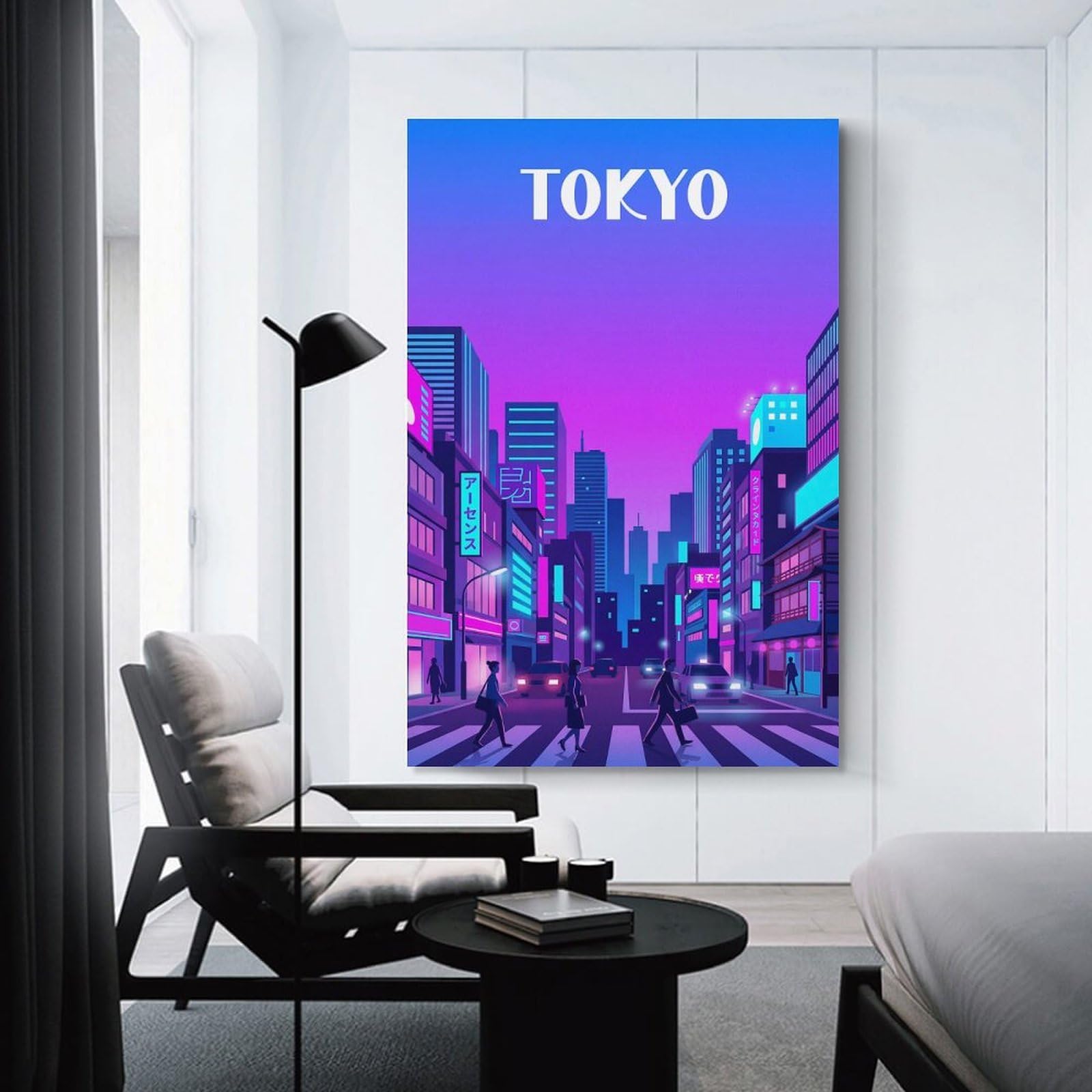 Junmoney Tokyo Neon Cityscape Home Decor Wall Art 16x24inch(40x60cm), for Office, Study Or Home Workspace, Home Office Artwork with Decorative Appeal