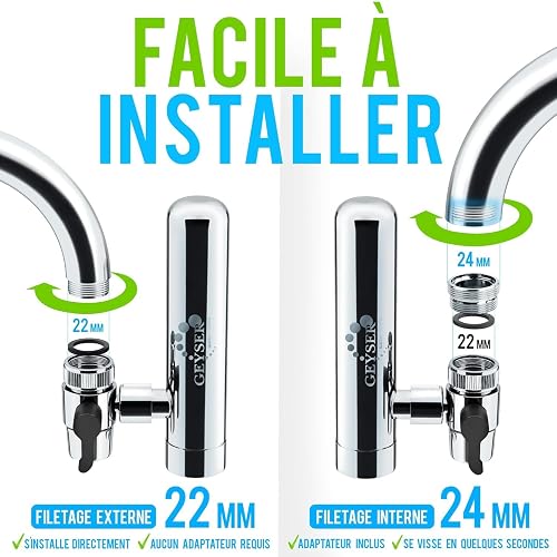 GEYSER EURO (3000L) Filtre Eau Robinet Aragon, Réduit Chlore & Contaminants - 2