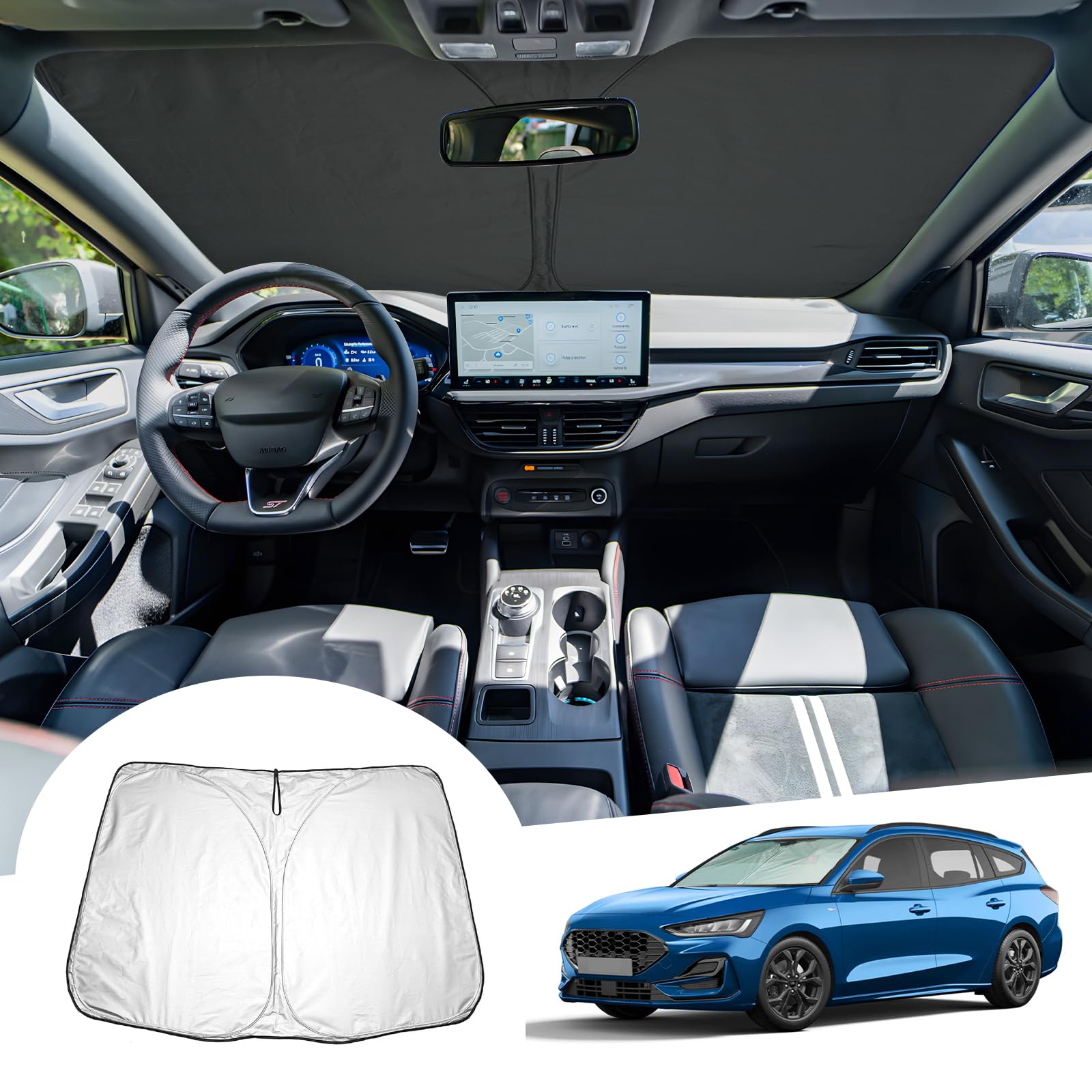 GAFAT Kompatybilny z Ford Focus MK4 ST Line 2018-2024, osłona przeciwsłoneczna i ochrona przed promieniowaniem UV