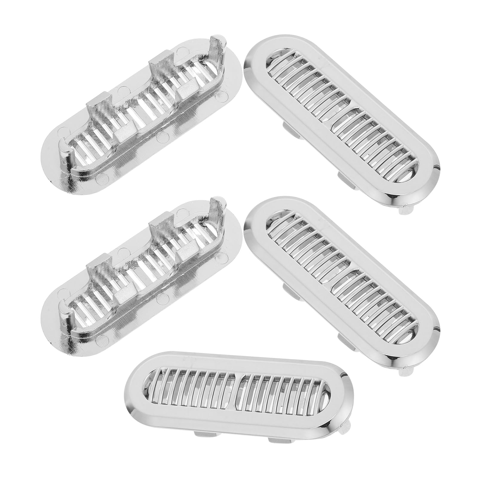 Generico Copertura per Troppopieno Lavabo da Bagno 5 Pezzi in Abs Argento, Resistente All'invecchiamento e Abrasione, Protegge da Chioma e Polvere, Design Moderno Minimalista per Uso