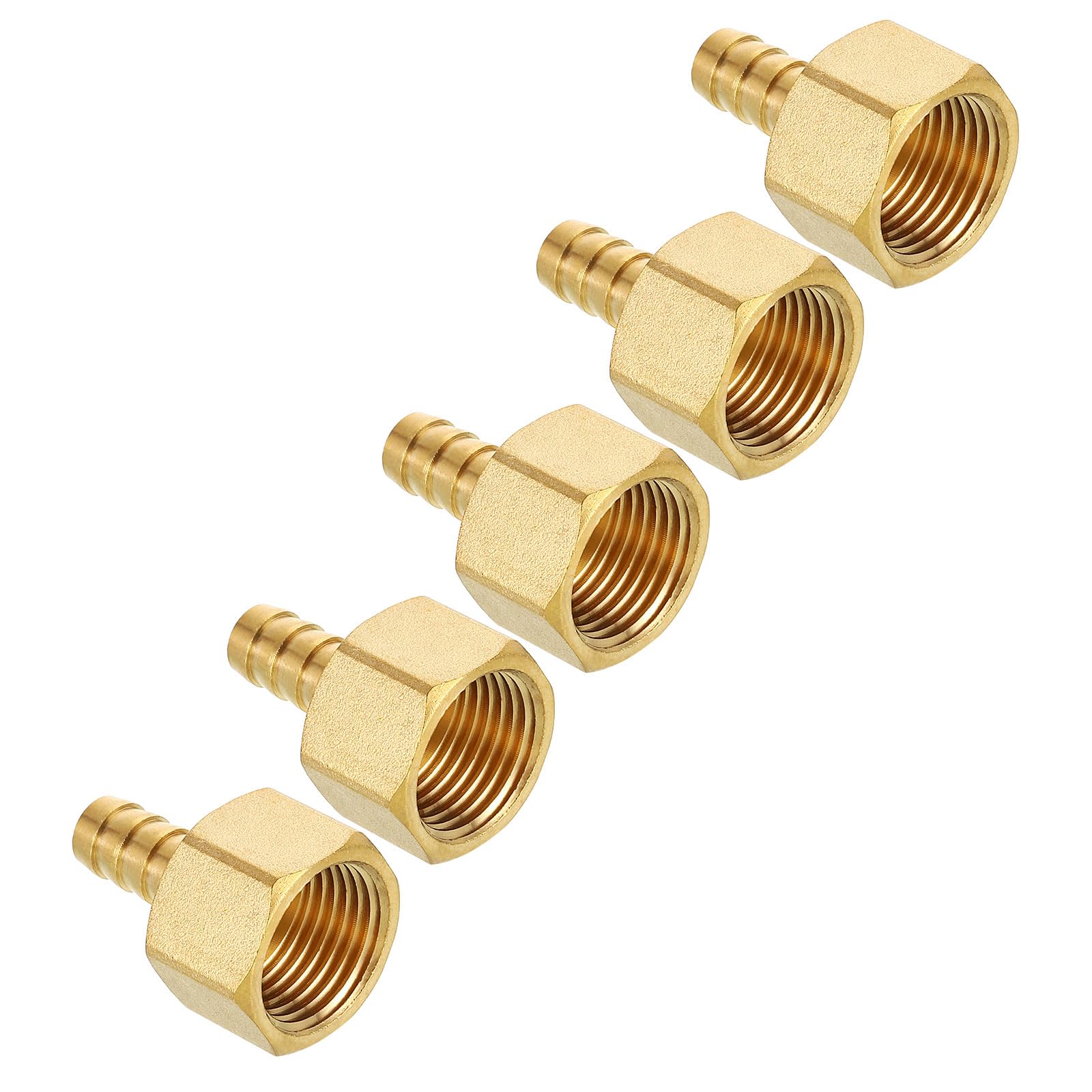 Kozelo Pack of 5 Brass Hose Barb Fittings 3/8" Hose Barb to 1/2" NPT Female Fittings
