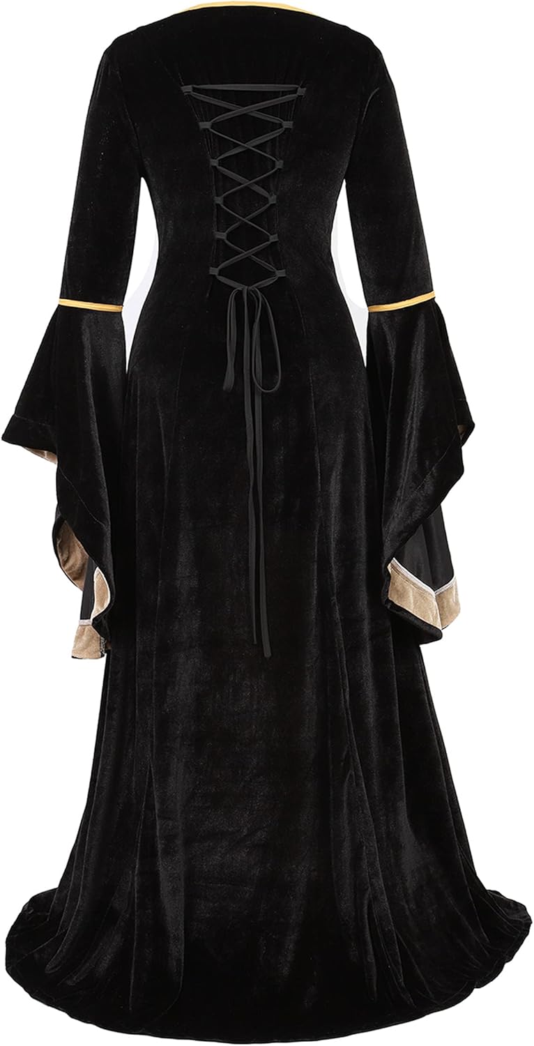 Parlsdy Renaissance Costume Women Velvet Irish Dress Medieval Witch Costumes Victorian Faire Costumes - Image 3
