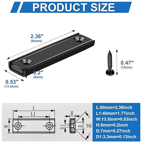 Miniatura 2 de LOVIMAG Imanes rectangulares de neodimio para ollas de 80 libras, 2.362 x 0.531 x 0.197 in, imanes de barra fuertes con agujero avellanado y