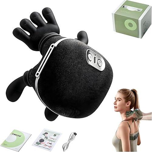 Masajeador de cuello, masajeador de hombro mejorado 2026 con calor Shiatsu 4D amasado, masajeador de cuello y espalda para alivio (negro)