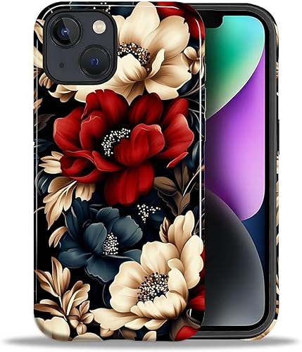 Miniatura 151 de Funda para iPhone 11, carcasa dura a prueba de golpes + silicona suave 2 en 1 híbrida, parachoques a prueba de caídas - Vidrio manchado con flores