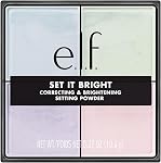 e.l.f. Set it Bright Powder Quad, Brightening Loose Setting Powder, Bakes, Blurs & Sets for Soft-Matte Radiance, Velvet Puff Included, Vegan & Cruelty-Free, Light-Medium