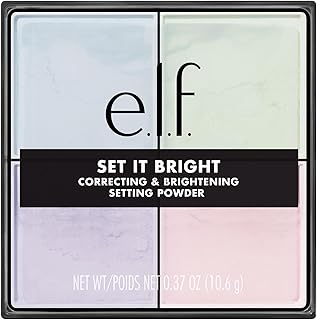 Set it Bright Powder Quad, Brightening Loose Setting Powder, Bakes, Blurs & Sets for Soft-Matte Radiance, Velvet Puff Included, Vegan & Cruelty-Free, Light