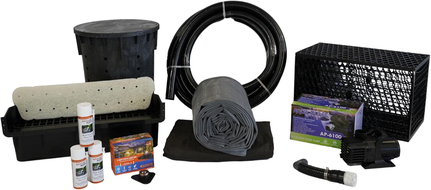 HALF OFF PONDS Simply Waterfalls 6100 Waterfall Kit with MatrixBlox, 15' x 25' PVC Liner and 6,100 GPH Pump - PVCPLANB1