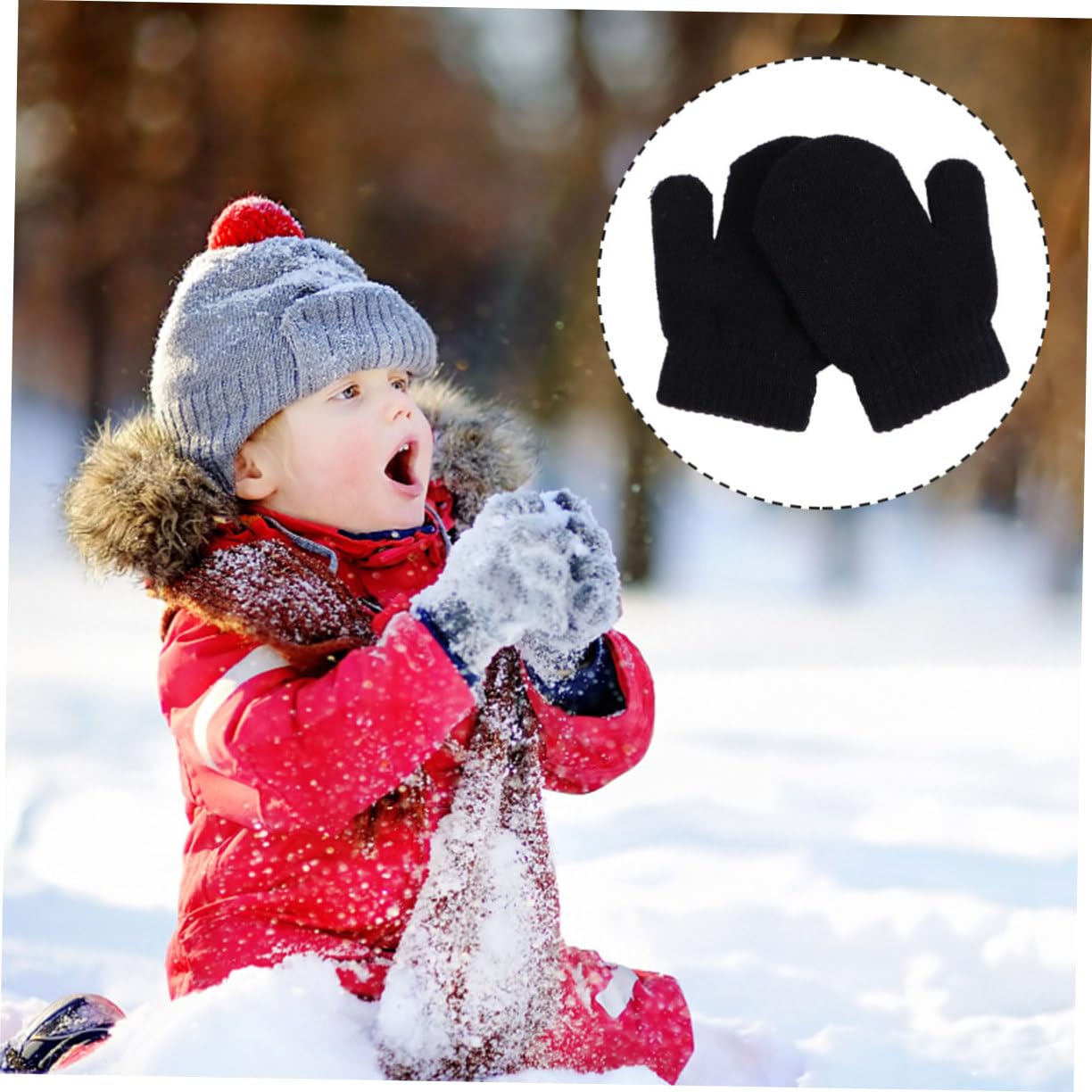 Toyvian Guantes De Punto Para Chicos De Punto Mitón Bebés Mitones Negro Empezar A Andar Pequeño Guantes Para Guantes Neutros Acrílico