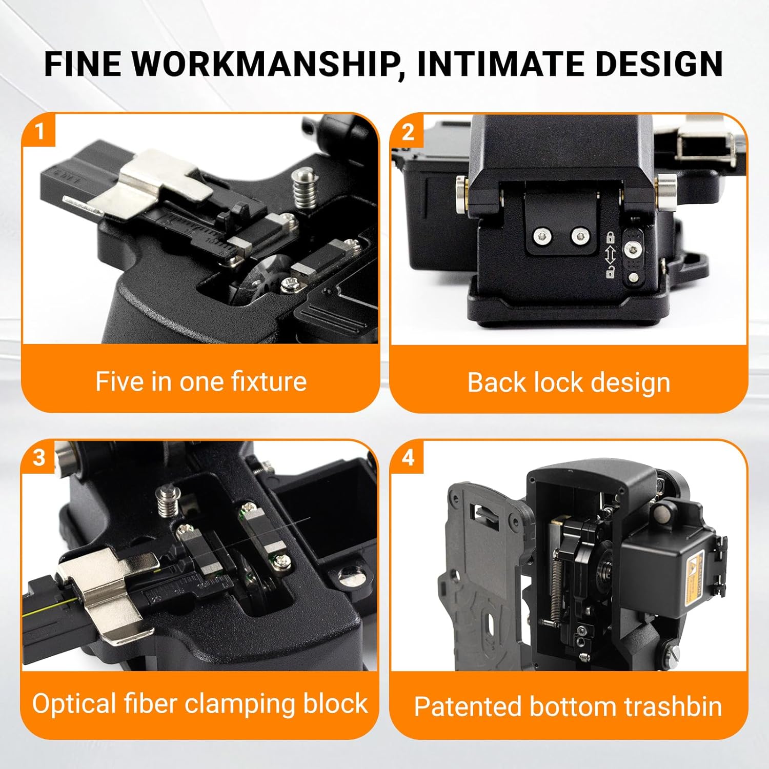 SENDUN 3C Professional Optical Fiber Cleaver with 24-Port Blade 50000 Cleaves, Automatic High Precision One-Step FTTH Fiber Optic Tools with 5 in 1 Fiber Holder & Scrap Collector Fiber Splicer Partner