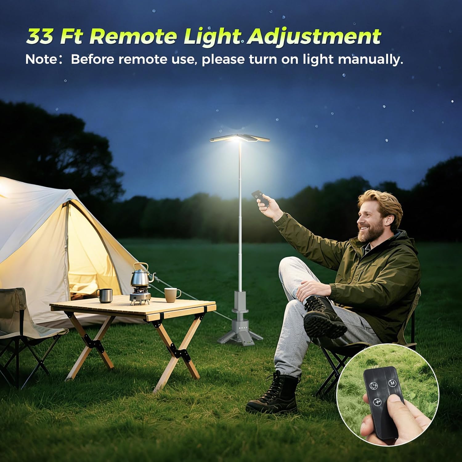 Telescopic Camping Lights with Remote Control,14000 mAh Rechargeable,6000LM Led Lanterns with Memory Function, Dimmable Magnetic Job Work Light,Tent Lamp,Portable Power Supply IPX5 (Space Gray) - Image 5